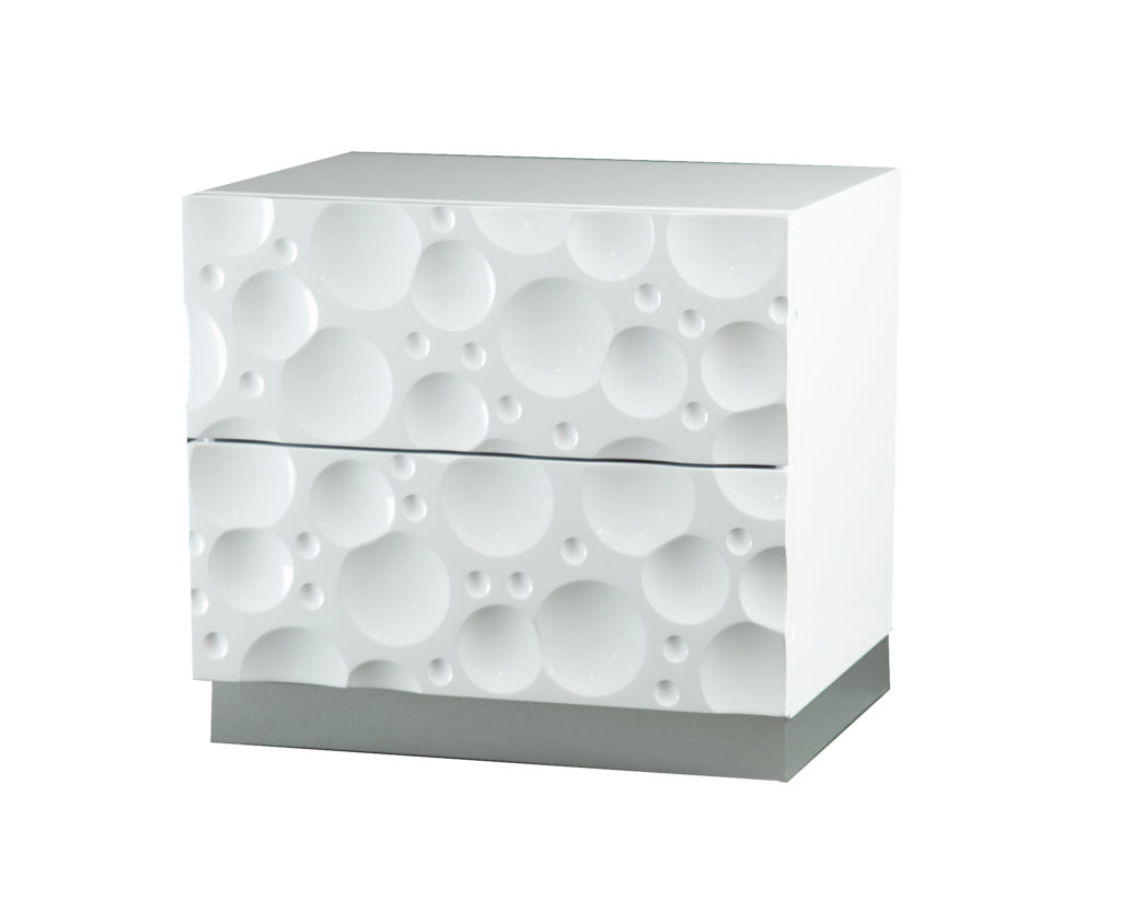 chevet en bois avec 2 tiroirs blanc haut brillant dim54x42x49